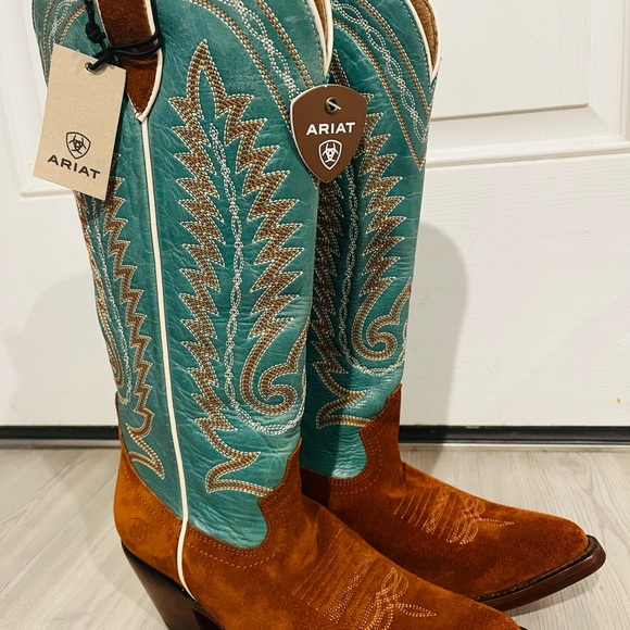 Ariat Teal and Tan Western Boots - Picture 4 of 8